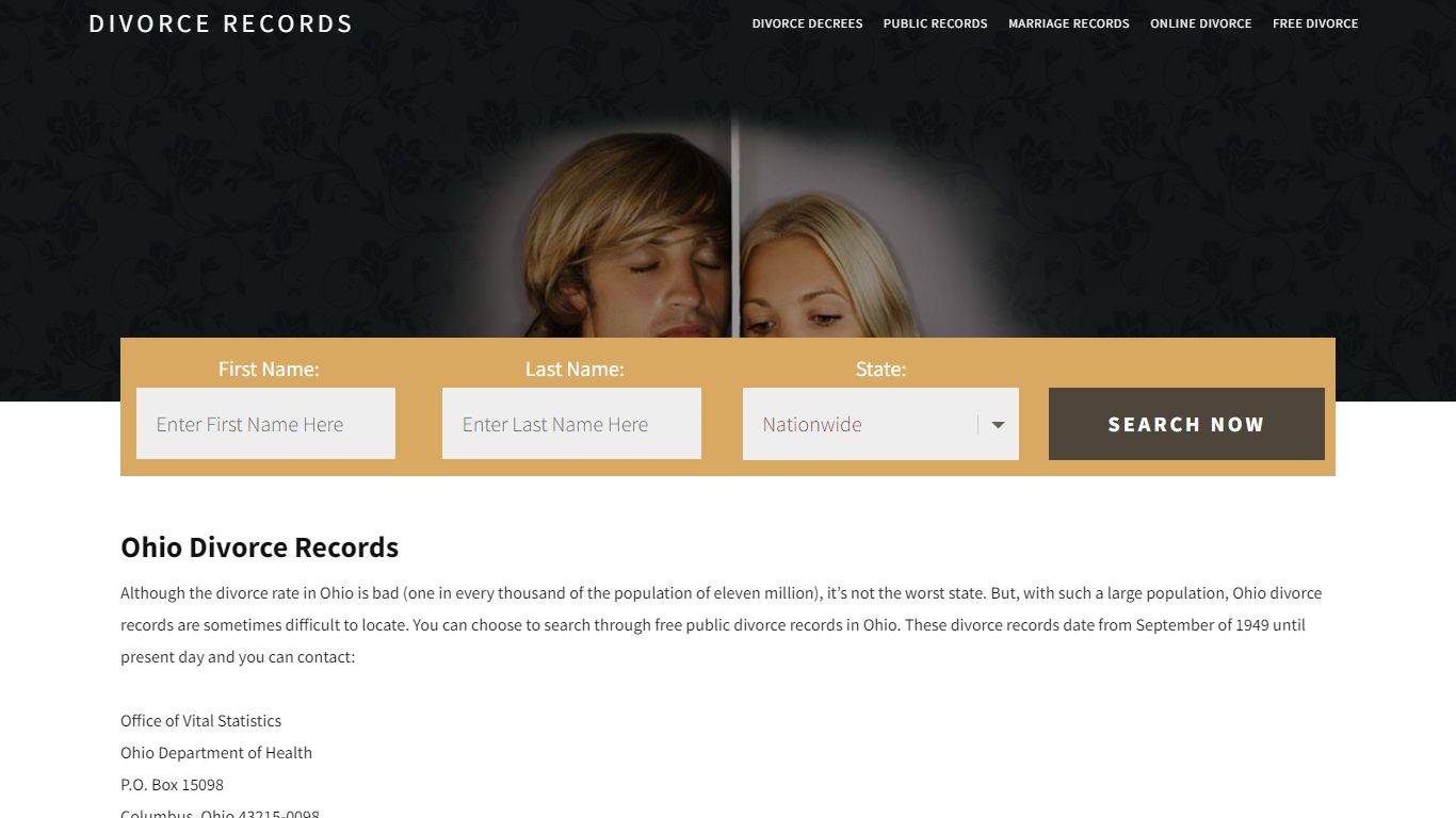 Ohio Divorce Records | Enter Name & Search | 14 Days FREE